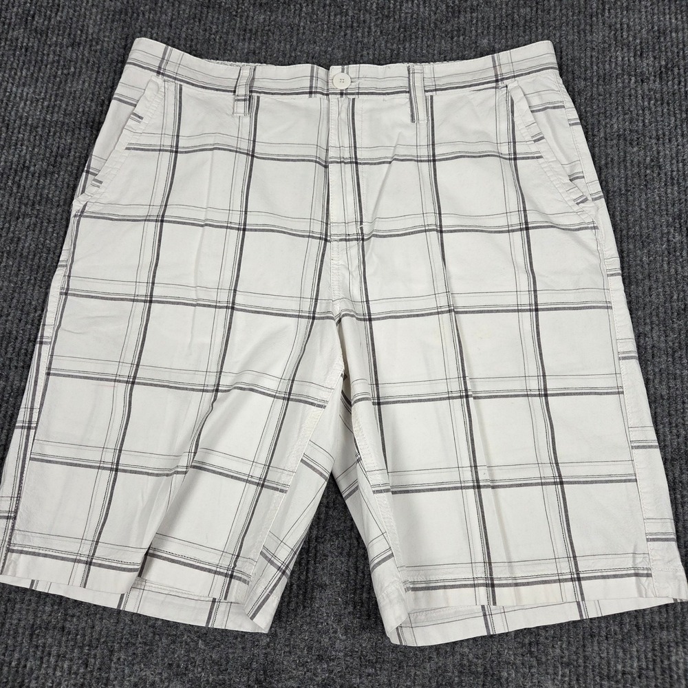Tony Hawk Mens White Plaid Flat Front Cotton Skate Shorts Size‎ 36 HKD42820-05